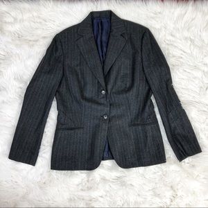 Kiton Women's Napoli Blue Pinstripe Charcoal Blazer Pantsuit Sz 48